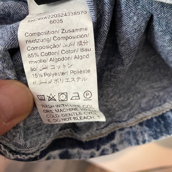 Shein French puff sleeve button thru ruffle hem denim dress - Picture 8 of 13